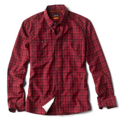 Orvis Chambray Plaid Work Shirt - Cardinal/Black - X-Large