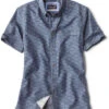 Orvis Printed Tech Chambray Short Sleeve Shirt - Blue Chambray